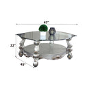 Versailles Coffee Table w/Curved Glass Top , Antique Platinum Finish Acme