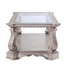 Northville Rectangular Coffee Table , Clear Glass & Antique Silver Finish Acme