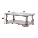 Northville Rectangular Coffee Table , Clear Glass & Antique Silver Finish Acme