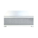 Mallika Rectangular Coffee Table , Mirrored & Faux Round Crystals Acme