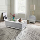 Mallika Rectangular Coffee Table , Mirrored & Faux Round Crystals Acme