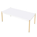 Otrac Rectangular Coffee Table , White & Gold Finish Acme