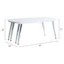 Patina Rectangular Coffee Table , White & Chrome Finish Acme