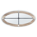 Brantley Oval Coffee Table, Clear Glass & Sandy Gray Finish Acme