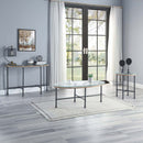 Brantley Oval Coffee Table, Clear Glass & Sandy Gray Finish Acme