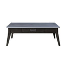 Zemocryss Rectangular Coffee Table , Sintered Stone Top & Dark Brown Finish Acme
