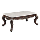 Benbek Rectangular Coffee Table , Marble & Antique Oak Finish Acme