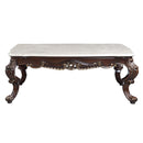 Benbek Rectangular Coffee Table , Marble & Antique Oak Finish Acme