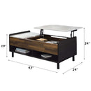 Axel Rectangular Coffee Table w/Lift Top, Printed Faux Marble Top Acme