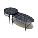 Silas 2PC Nesting Coffee Table Set , Faux Marble Top & Black Finish Acme