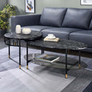 Silas 2PC Nesting Coffee Table Set , Faux Marble Top & Black Finish Acme