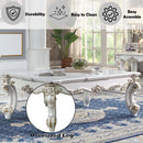 Vendome II Rectangular Table w/Scrolled Leg, Antique Pearl Finish Acme