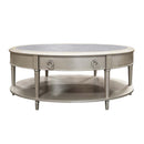 Kasa Oval Coffee Table, Sintered Stone Top & Champagne Finish Acme