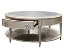 Kasa Oval Coffee Table, Sintered Stone Top & Champagne Finish Acme