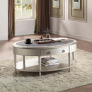 Kasa Oval Coffee Table, Sintered Stone Top & Champagne Finish Acme