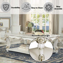 Vendome Square Square Table w/Scrolled Leg, Antique Pearl Finish Acme