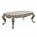 Miliani Rectangular Coffee Table w/Marble Top, Antique Bronze Finish Acme