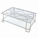 Kalan Rectangular Coffee Table , Glass & Silver Finish Acme
