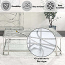 Kalan Rectangular Coffee Table , Glass & Silver Finish Acme
