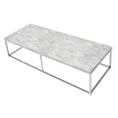 Voleta Rectangular Coffee Table , Engineered Stone Top & Chrome Finish Acme