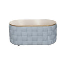 Saree Oval Coffee Table, Light Teal Chenille Acme