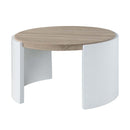 Zoma Round Coffee Table, Oak & White High Gloss Finish Acme