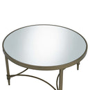 Aditya Round Coffee Table, Mirrored & Antique Brass Finish Acme