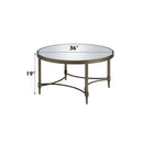 Aditya Round Coffee Table, Mirrored & Antique Brass Finish Acme