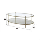 Zaba Rectangular Coffee Table , Glass Top & Champagne Finish Acme
