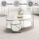 Zaba Rectangular Coffee Table , Glass Top & Champagne Finish Acme