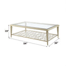 Zaba Oval Coffee Table, Glass Top & Silver Finish Acme