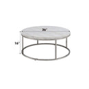 Zaidee Round Coffee Table, Marble Top & Nickel Finish Acme