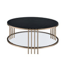 Zaidee Round Coffee Table, Sintered Stone & Champagne Finish Acme