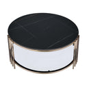 Zaidee Round Coffee Table, Sintered Stone & Champagne Finish Acme