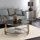 Zaidee Round Coffee Table, Sintered Stone & Champagne Finish Acme