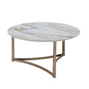 Zaidee Round Coffee Table, Sintered Stone & Champagne Finish Acme