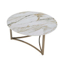 Zaidee Round Coffee Table, Sintered Stone & Champagne Finish Acme