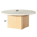 Qwin Round Coffee Table, Marble Top & Oak Finish Acme