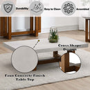 Keven Rectangular Coffee Table , Faux Concrete Top & Walnut  Finish Acme