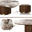 Willene Oval Coffee Table w/Ceramic Top, Ceramic Top & Walnut Finish Acme