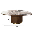 Willene Oval Coffee Table w/Ceramic Top, Ceramic Top & Walnut Finish Acme