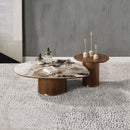 Willene Oval Coffee Table w/Ceramic Top, Ceramic Top & Walnut Finish Acme