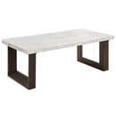 Edwyn Rectangular Coffee Table w/Marble Top, Brown Finish Acme