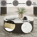 Clayten Square Coffee Table, White Natural Marble Top & Espreeso Finish Acme