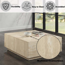 Deon Square Coffee Table, Beige Travertine Acme