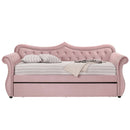 Adkins Daybed w/Trundle (Twin), Pink Velvet Acme