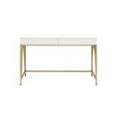 Lightmane Writing Desk, White High Gloss & Gold Finish Acme