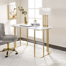 Estie Writing Desk, White & Gold Finish Acme