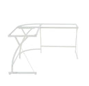 Janison Writing Desk, Clear Glass Top & White Finish Acme