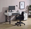 Settea Computer Desk, Antique White & Black Finish Acme
